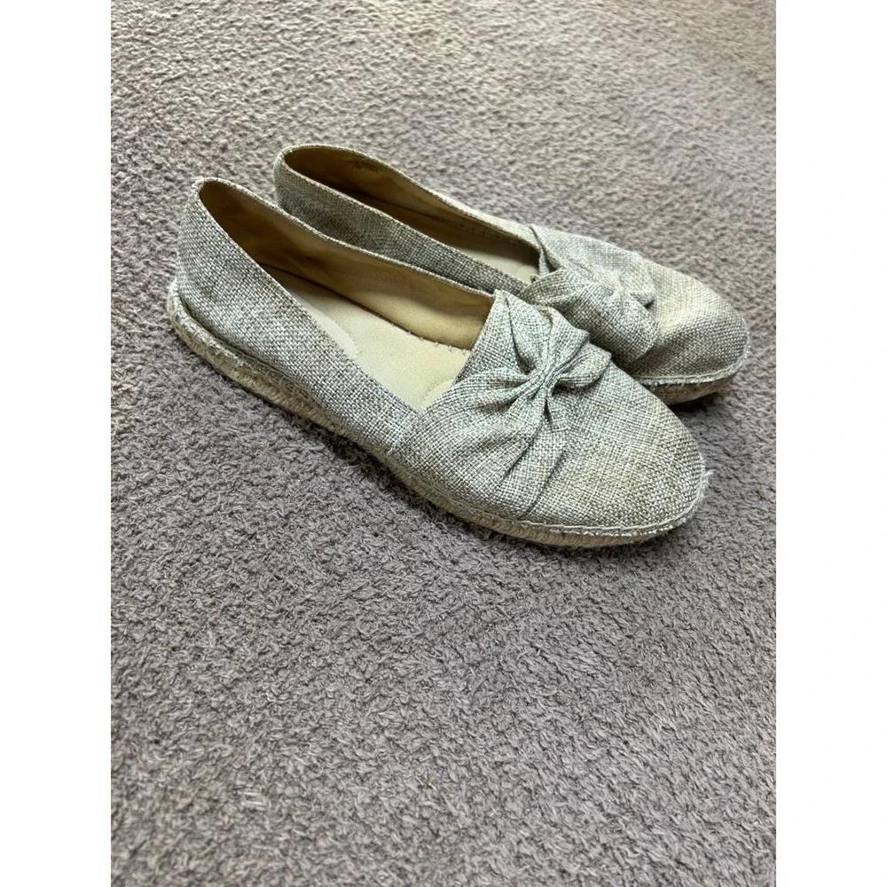 Talbots Womens Beige Linen Knotted Bow Espadrille Flats Shoes Size 9M